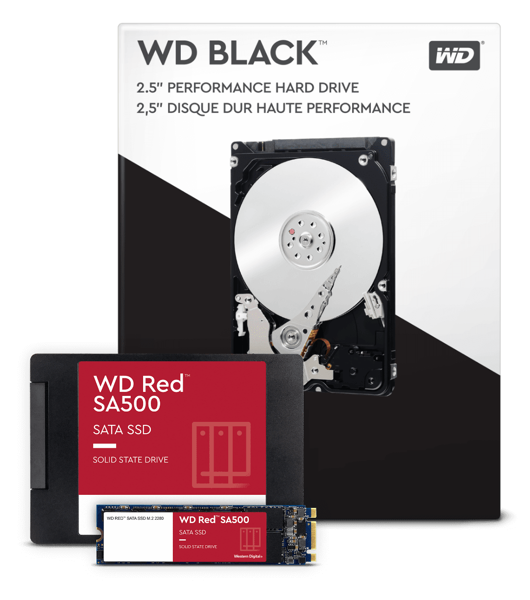 WD Black Performance Hard Drive and WD RedSA500 NAS SATA SSD